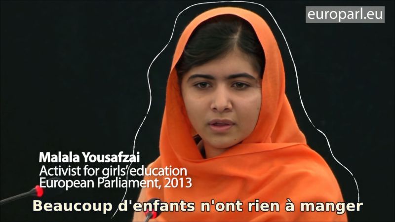 Malala Yousafzai : "beaucoup d'enfants n'ont rien à manger mais ont pourtant soif d'éducation"