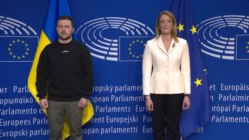 Visite de Volodymyr ZELENSKYY, Président de l'Ukraine au Parlement européen : temps forts de la visite, avec Roberta METSOLA, Présidente du PE