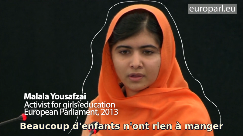 Malala Yousafzai : "beaucoup d'enfants n'ont rien à manger mais ont pourtant soif d'éducation"